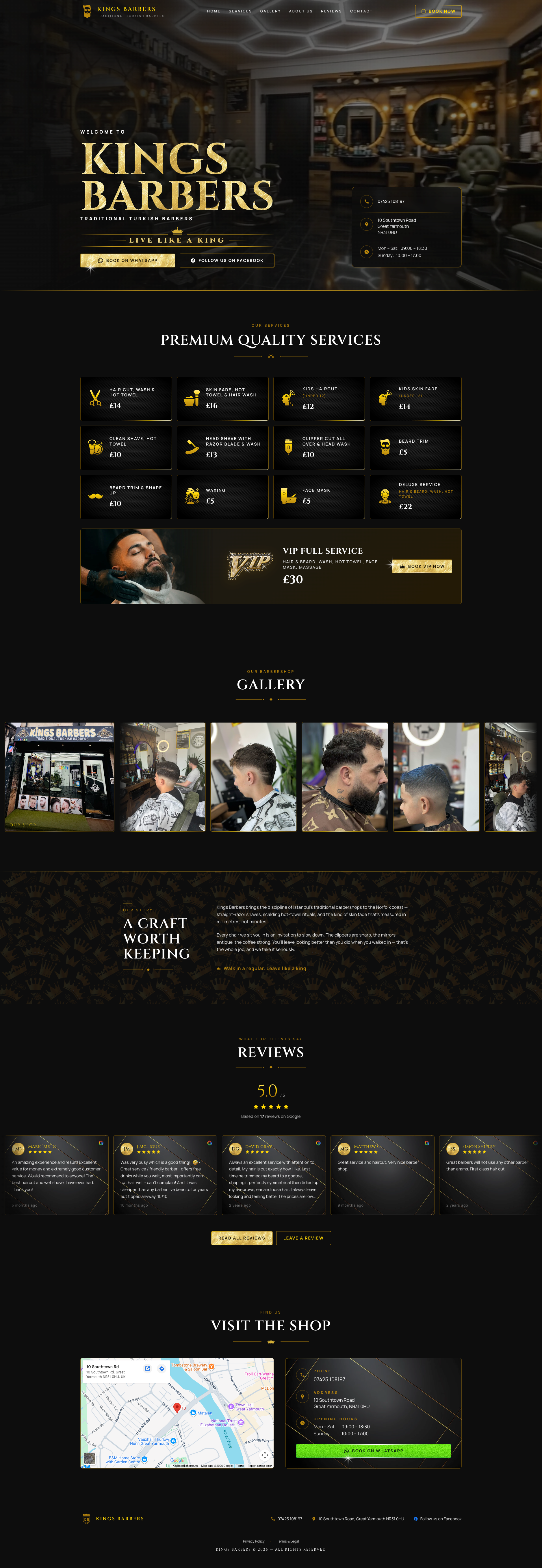 Kings Barbers — interface