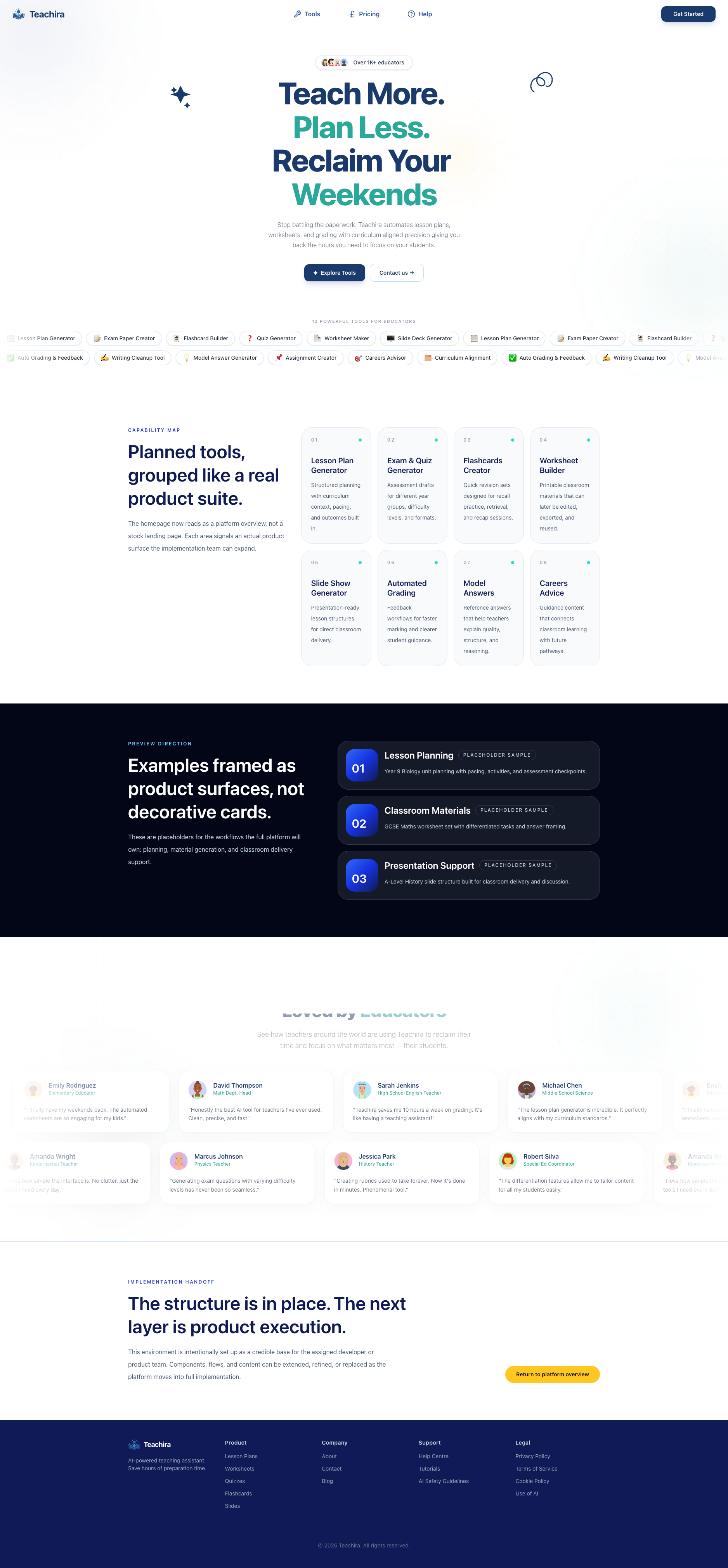 Teachira — interface